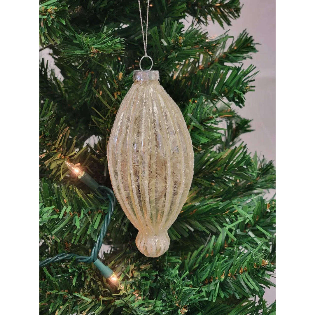 Gold Elongated Teardrop Glass Christmas Ornament F07M7-5-LH76-23191