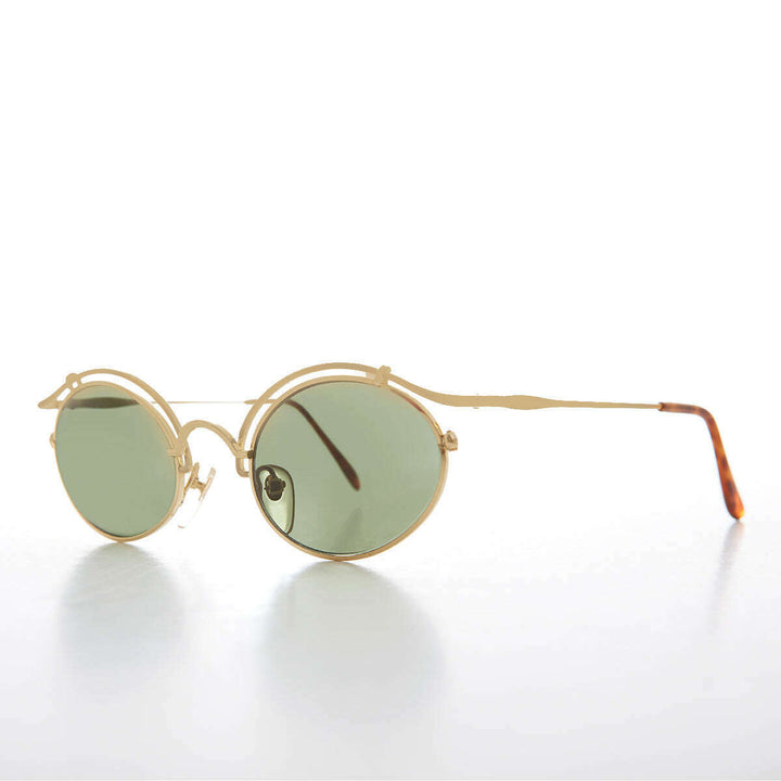 Gold Oval Eyelid Vintage Sunglasses  - Cohen
