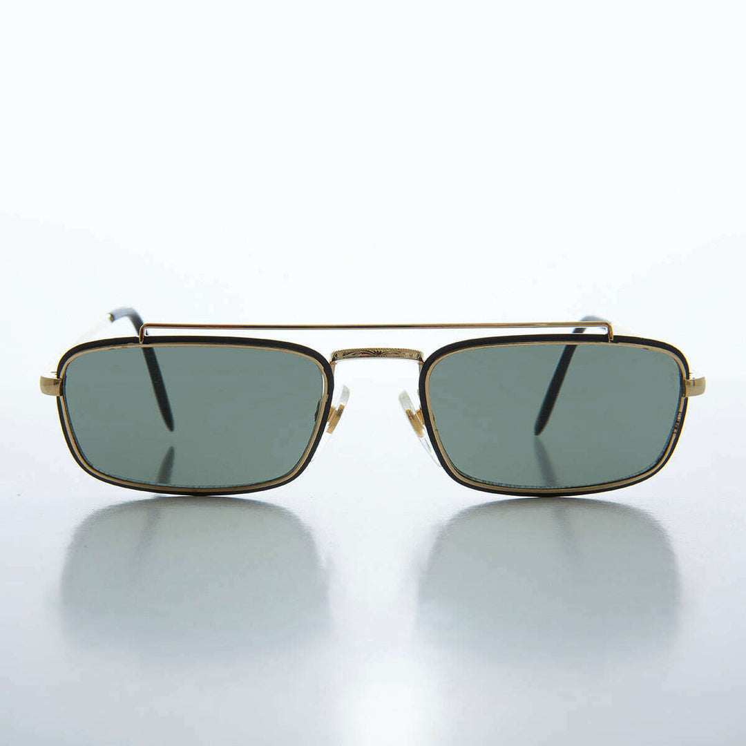 Gold Rectangular Vintage Aviator Sunglasses - Kirby