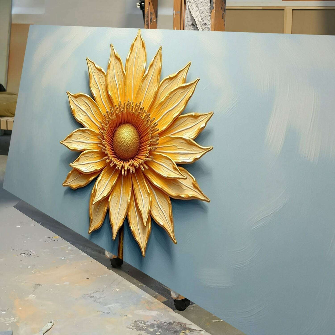 Golden Dandelion Minimalist Abstract Wall Art II