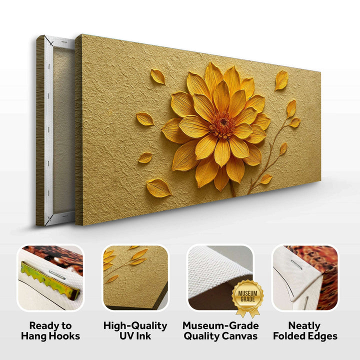 Golden Dandelion Minimalist Abstract Wall Art IV