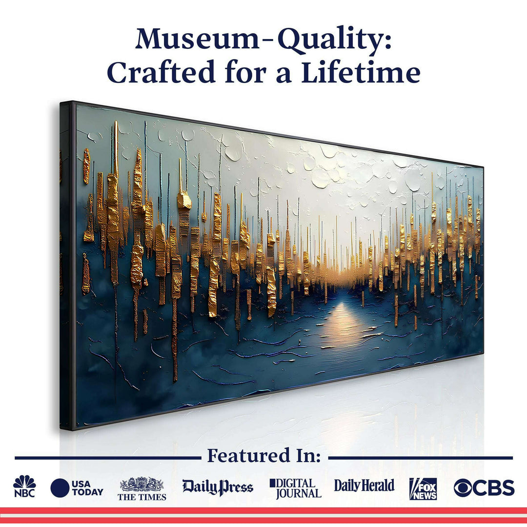 Golden Forest Reflection Abstract Wall Art