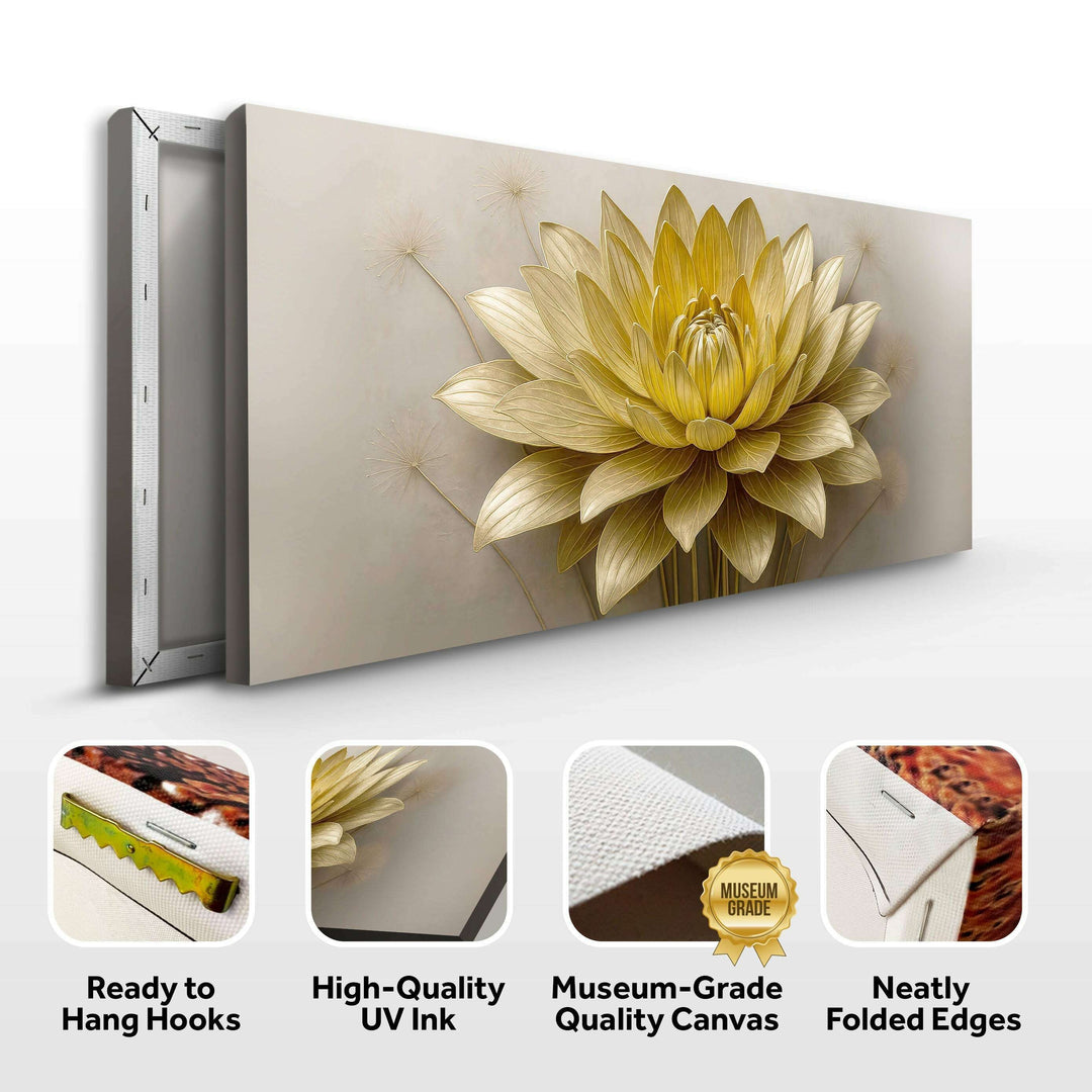 Golden Lotus Minimalist Abstract Wall Art III