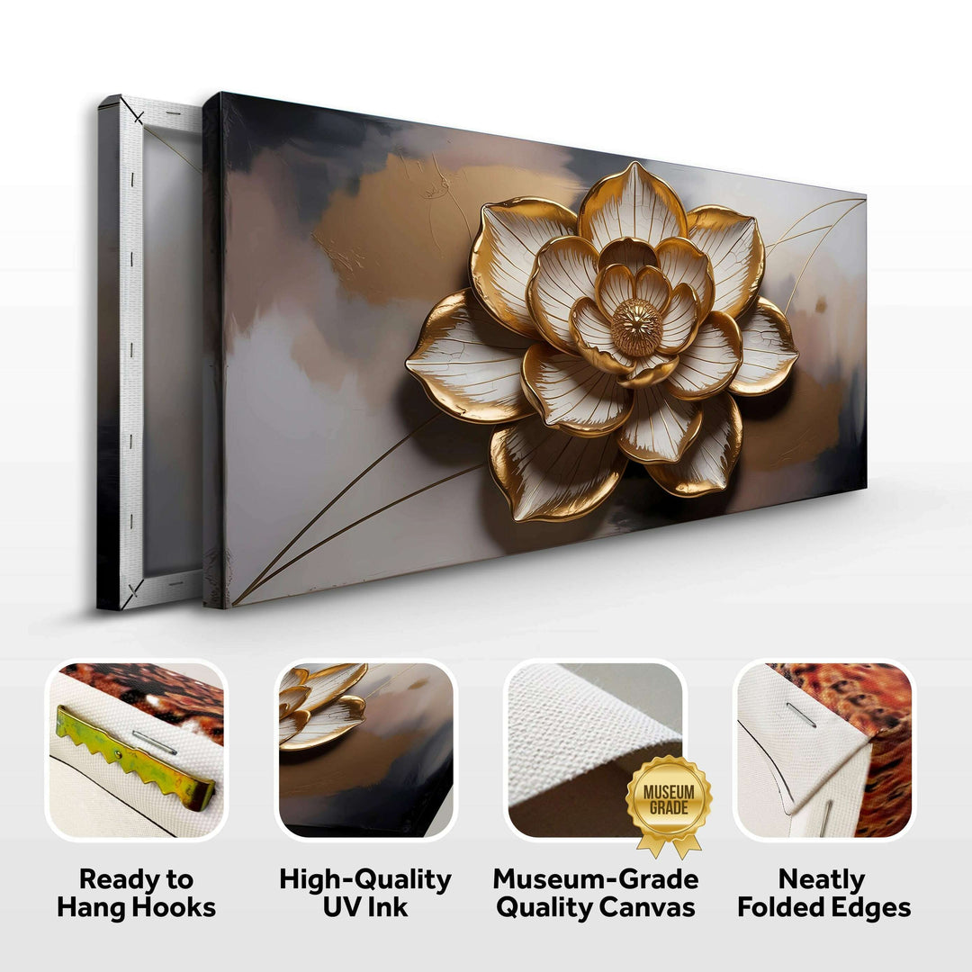 Golden Lotus Minimalist Abstract Wall Art