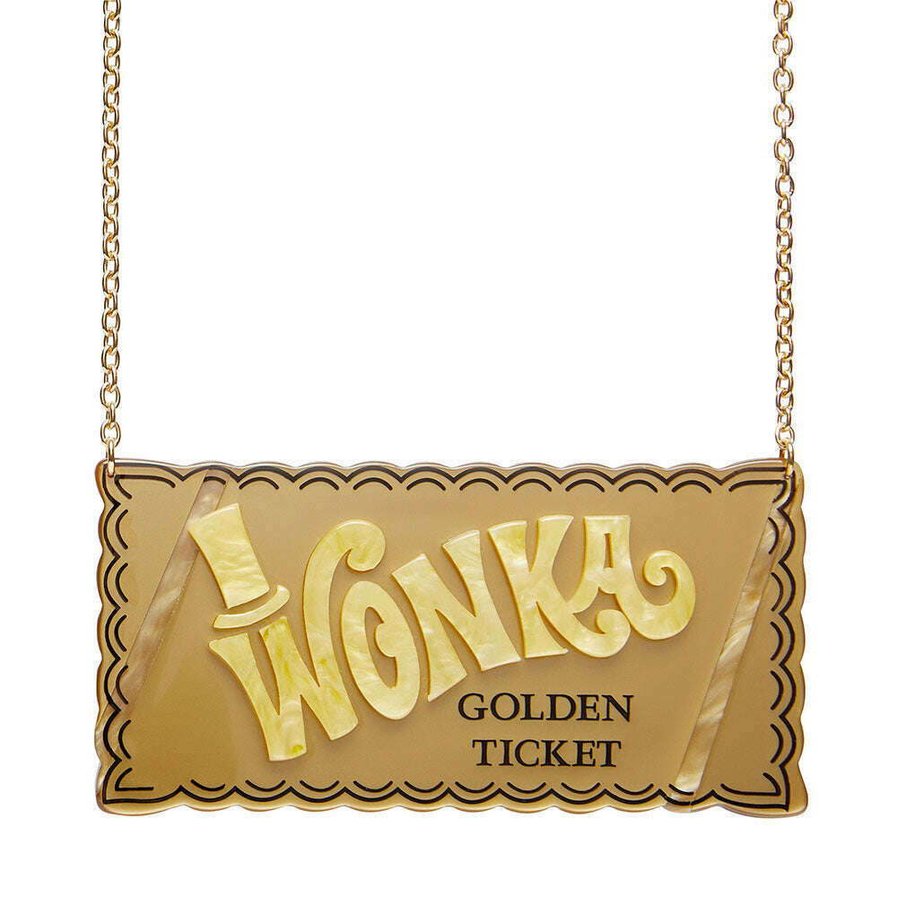 Golden Ticket Willy Wonka Necklace by Erstwilder