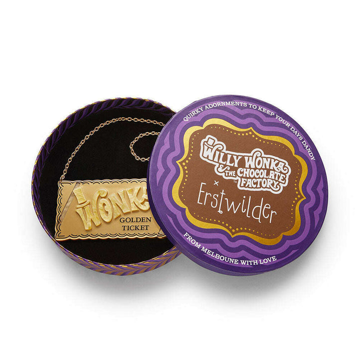 Golden Ticket Willy Wonka Necklace by Erstwilder – view 2