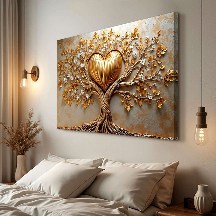 Golden Tree Heart Wall Art