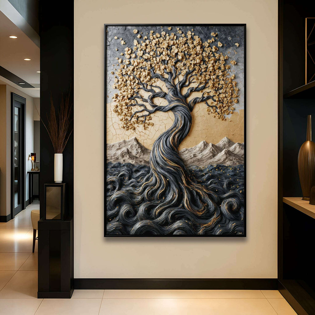 Golden Tree of Life Minimalist Wall Art