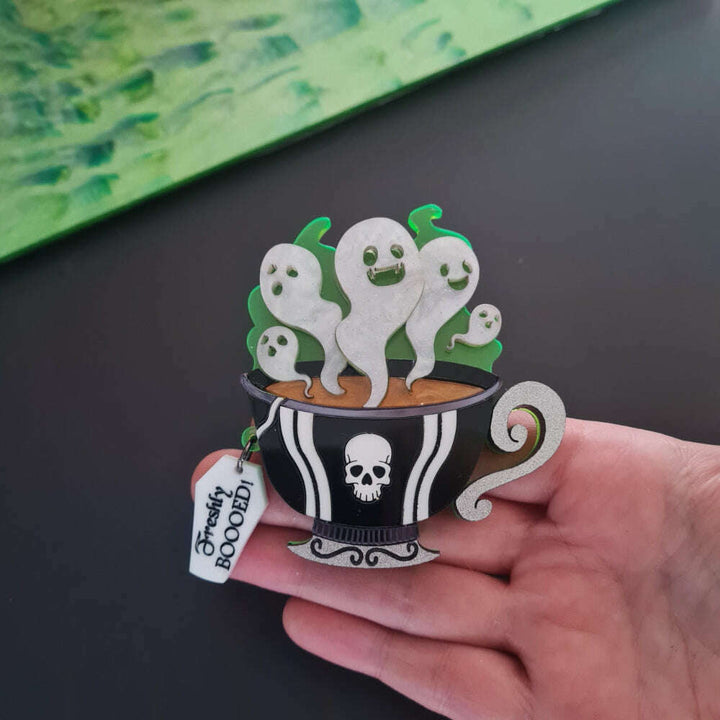 Gothic Ghost Teacup Brooch by Cherryloco Jewellery  1