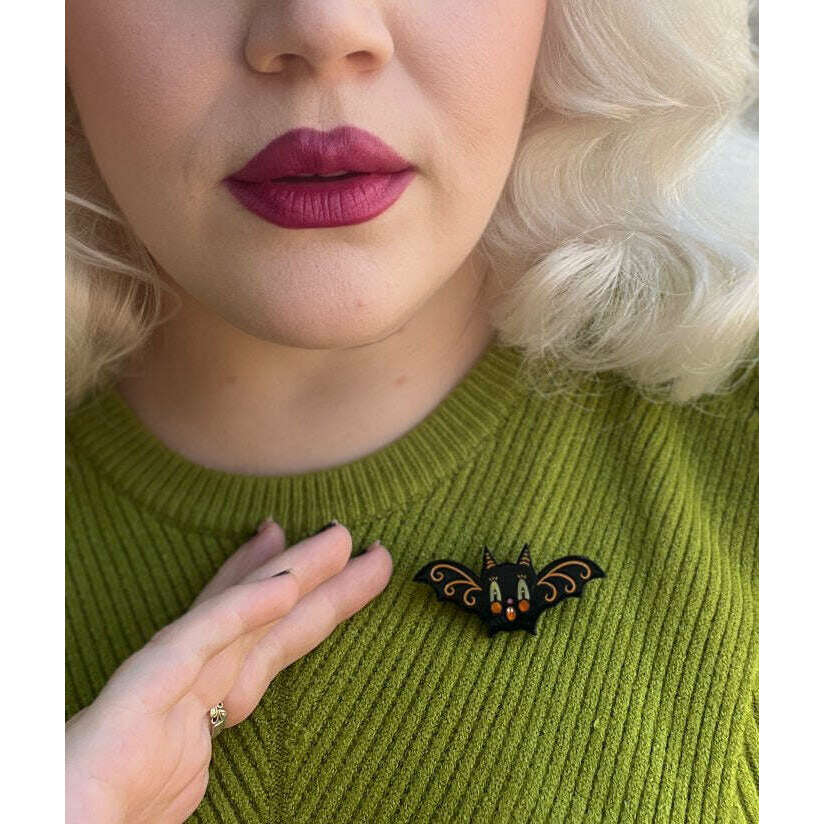 Gothic Glam Bat Scatter Pin by Johanna Parker x Lipstick & Chrome - BLACK – view 4