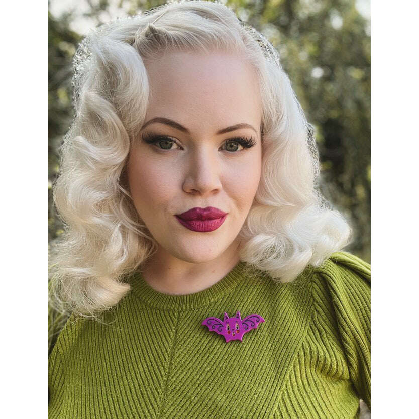 Gothic Glam Bat Scatter Pin PLUM by Johanna Parker x Lipstick & Chrome – view 3