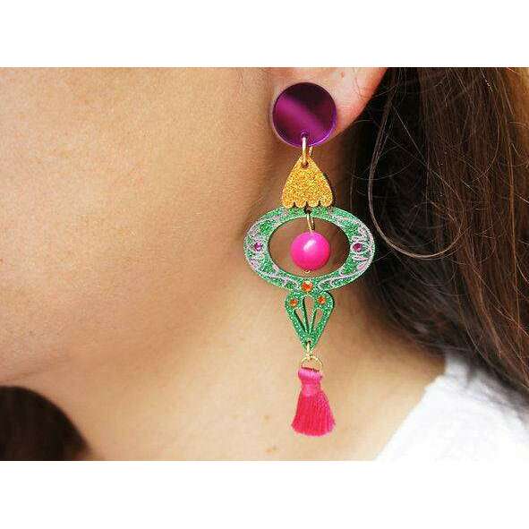 Green Christmas Ornament Earrings by LaliBlue - Quirks!