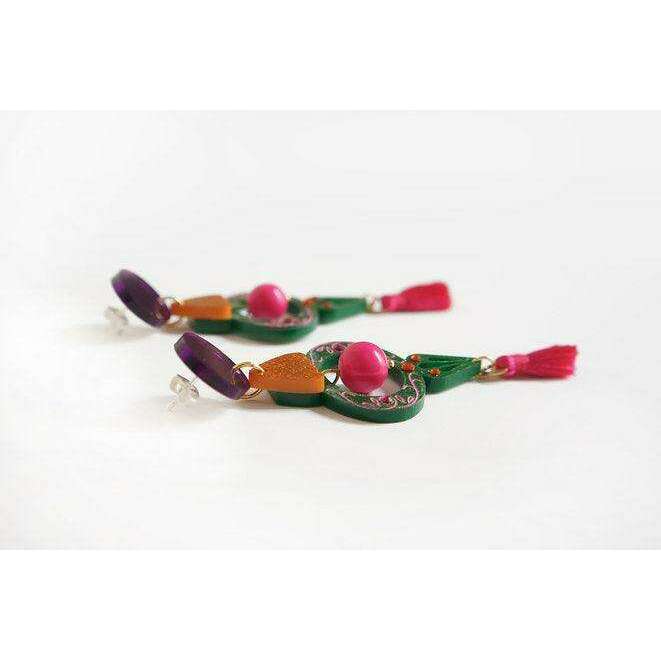 Green Christmas Ornament Earrings by LaliBlue - Quirks!