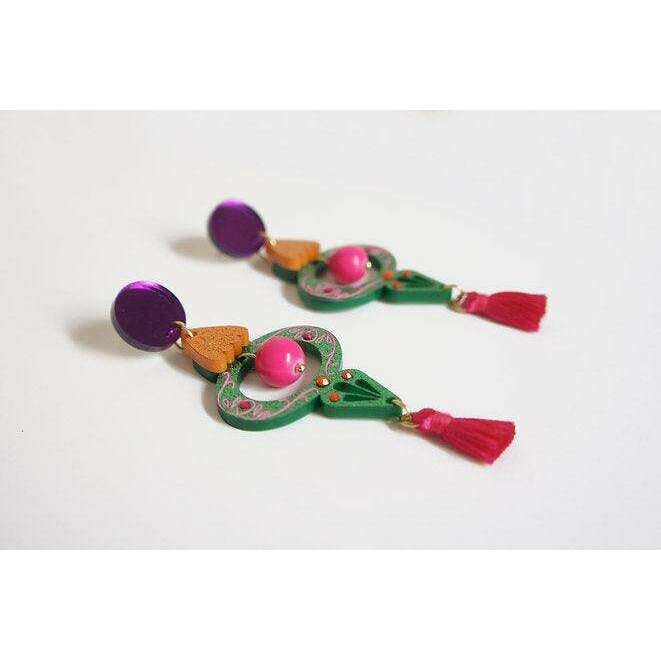 Green Christmas Ornament Earrings by LaliBlue - Quirks!