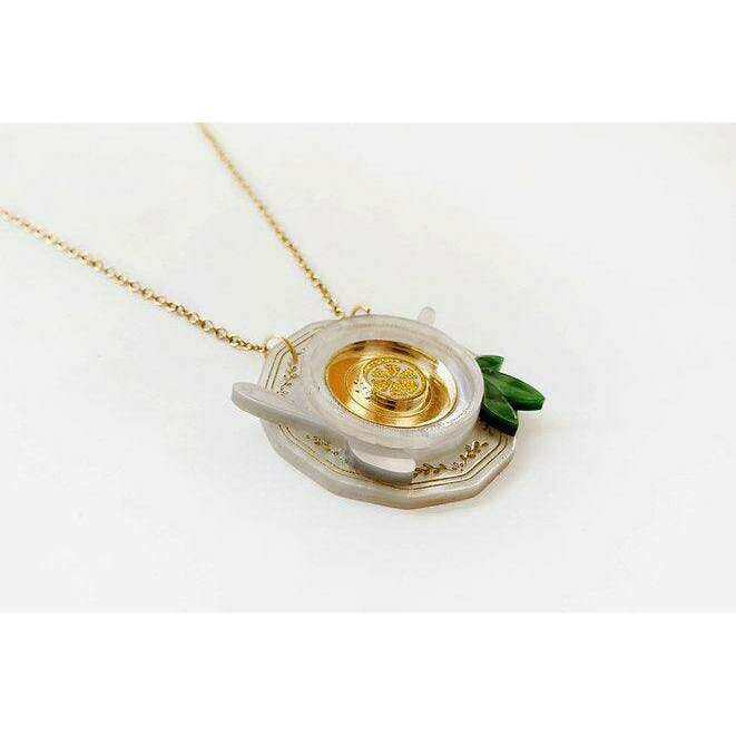 Green Teacup Necklace by LaliBlue - Quirks!