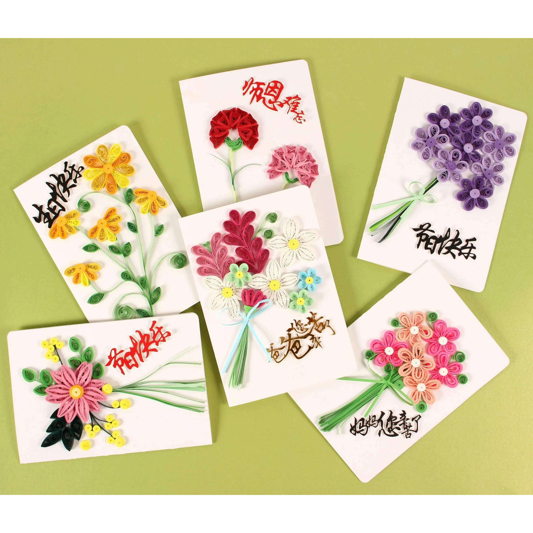 Greeting Card Making Kit. Flowers DIY Quilling Kit F07M3-5-FL8