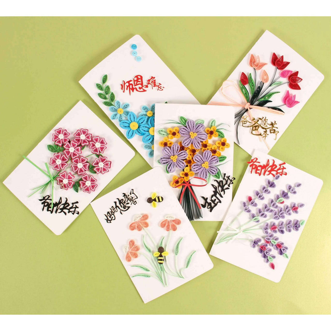 Greeting Card Making Kit. Lilac Flowers DIY Quilling Kit F07M3-5-FL1