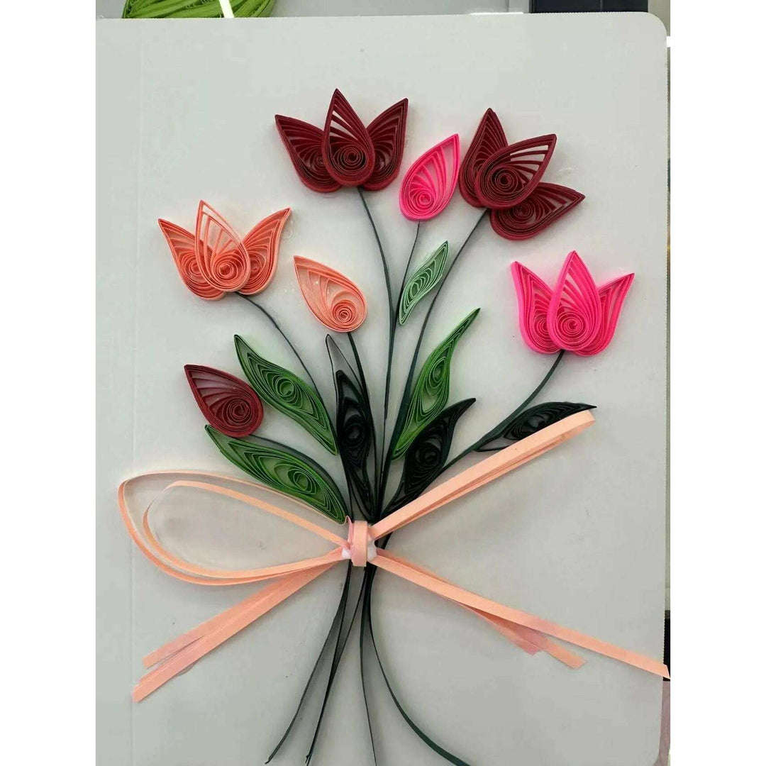 Greeting Card Making Kit. Tulips Flowers DIY Quilling Kit F07M3-5-FL10