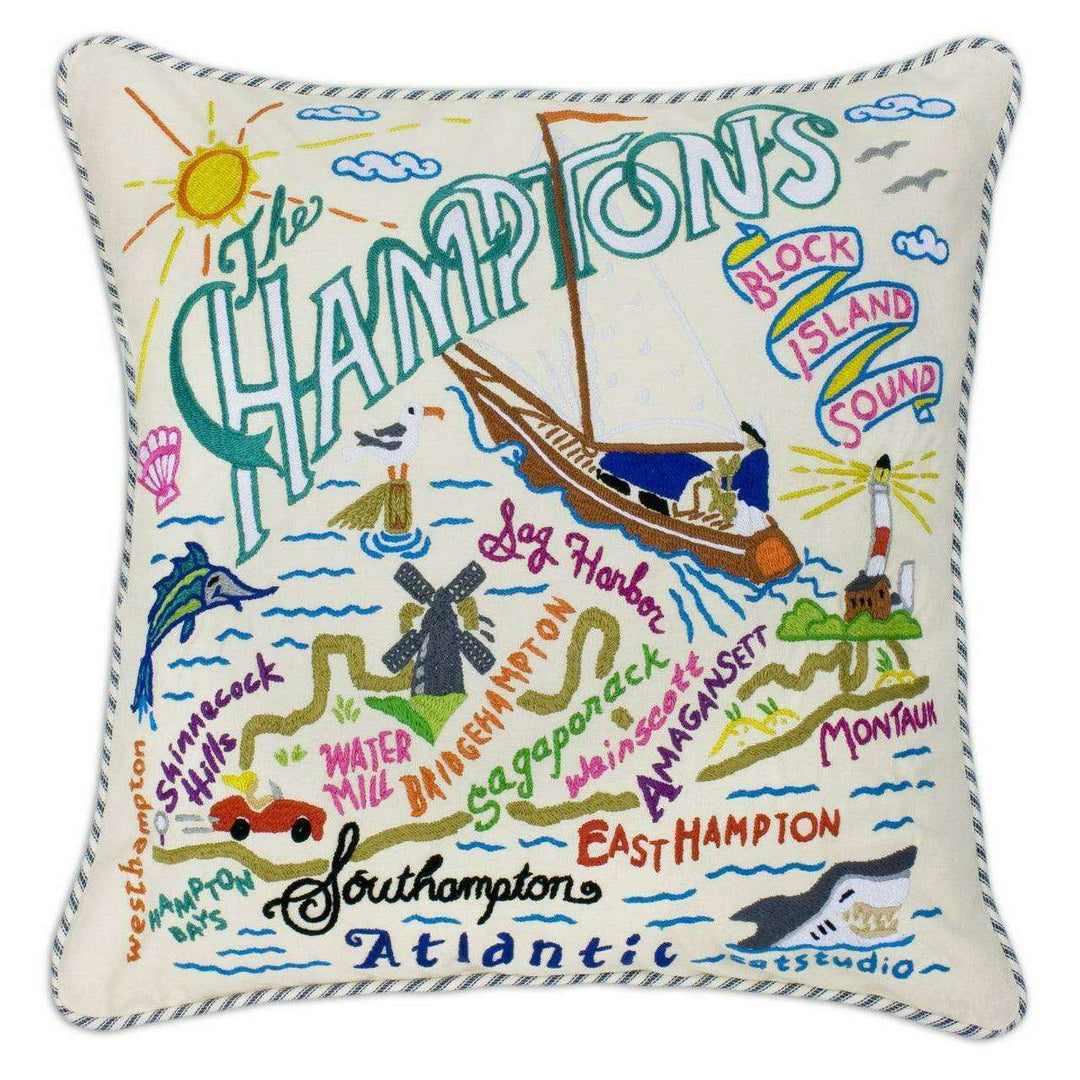Hamptons Hand-Embroidered Pillow - Quirks!