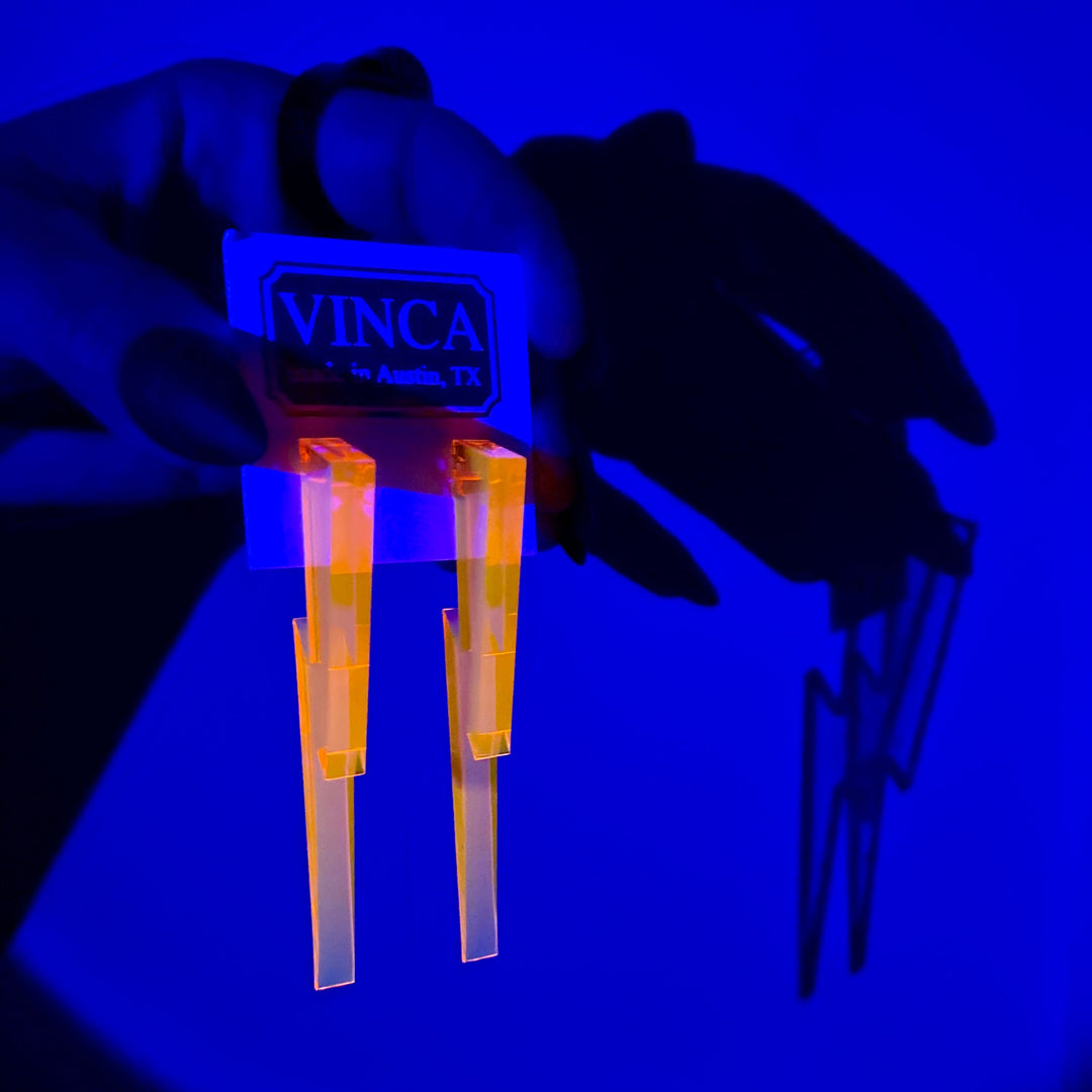 Chunky Lightning Bolt Earrings in Clear Pink