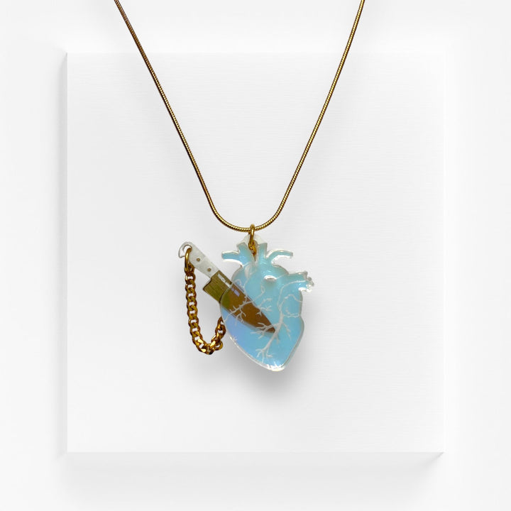 Last Chance! Chopped Heart Necklace - Dreamy Iridescent