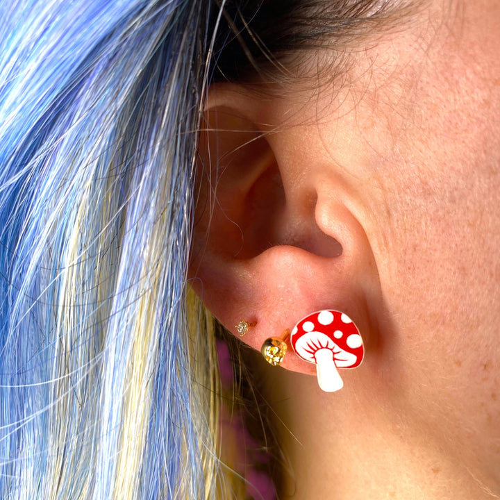 Magic Mushroom Earrings - Cute miniatures great for gamers and ravers!