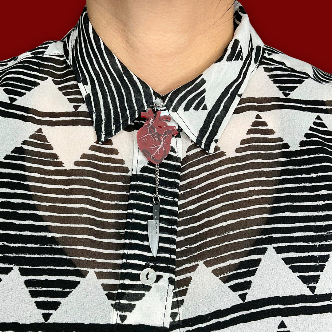 Chopped Heart Necklace - Drop Dead Red