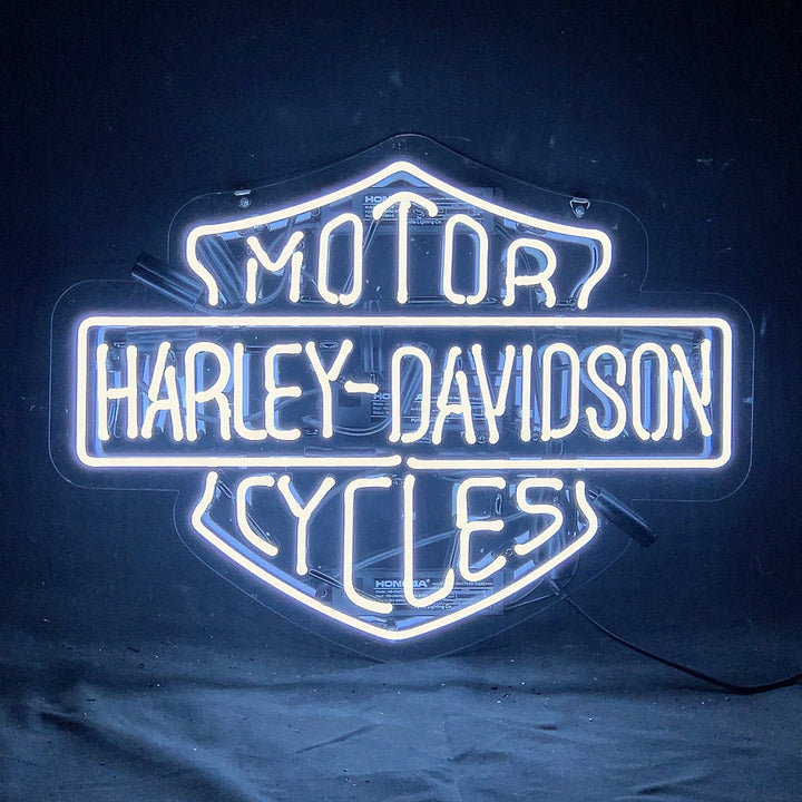 White Harley Davidson Motorcycle Neon Signs Light