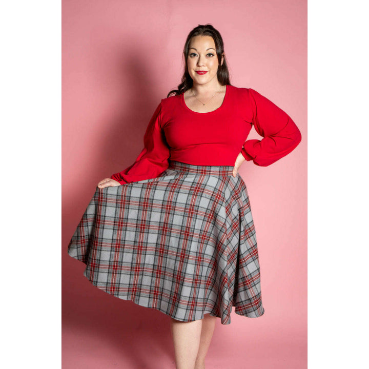 Haute Circle Skirt - Flannel, Grey Plaid