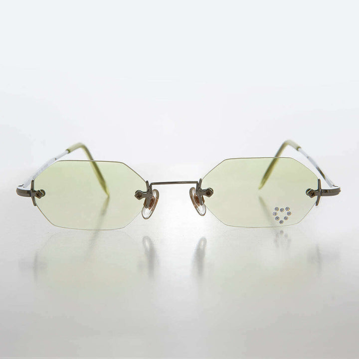 Heart Rhinestone Rimless Vintage Sunglasses - Splashy