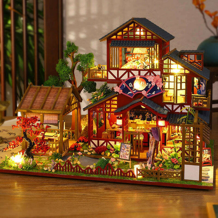 Hexi Residence Dollhouse Kit - Miniature Wizardi Roombox Kit with LED Light F07M51-76-P015-A