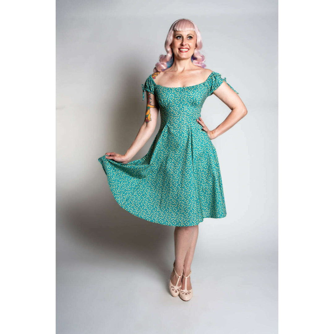 Hilda Dress - Little Flowers, Green