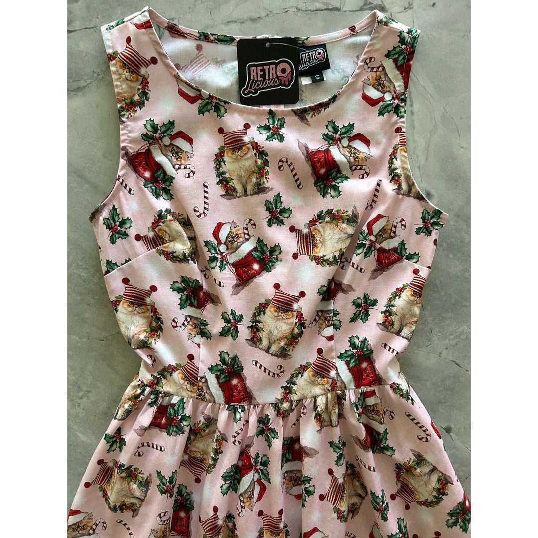 Holiday Cats Midi Dress