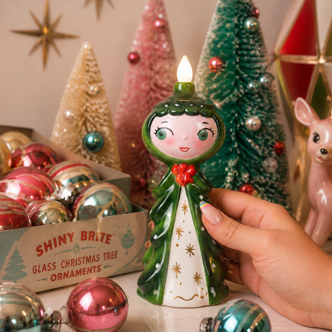 holt howard tree girl candle-lite vintage christmas reproduction by retro revival promo