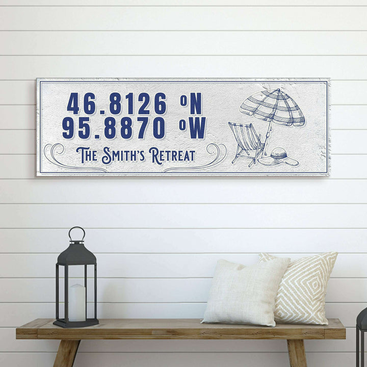House Retreat Coordinates Sign