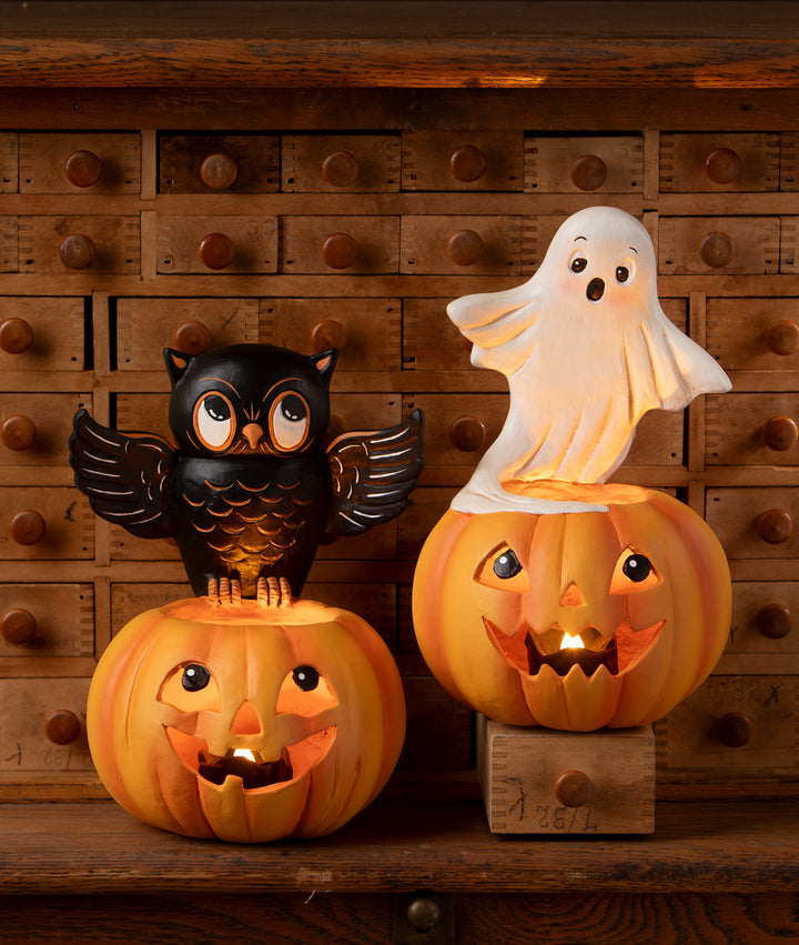 Owl on Jack O'Lantern by Bethany Lowe Designs, image 4