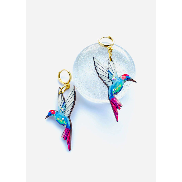 Hummingbird Huggie Hoop Earrings by Rosie Rose Parker