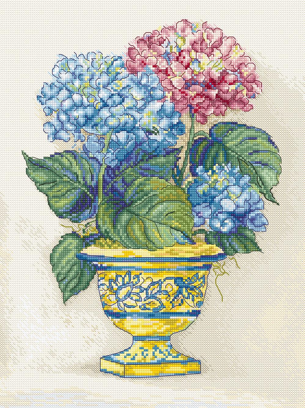 Hydrangea Blooms L8065 Counted Cross Stitch Kit