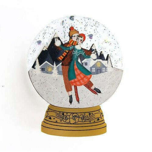 Ice Skating Snow Globe Brooch by Laliblue - Quirks!