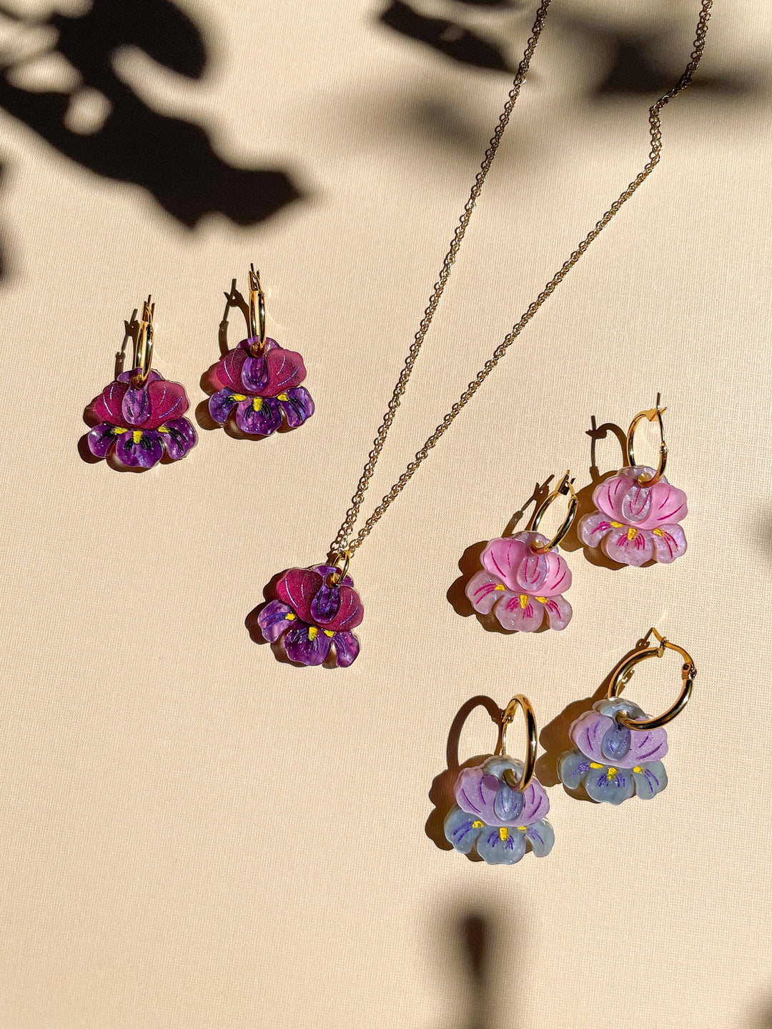 Mini Pink Iris Dangle