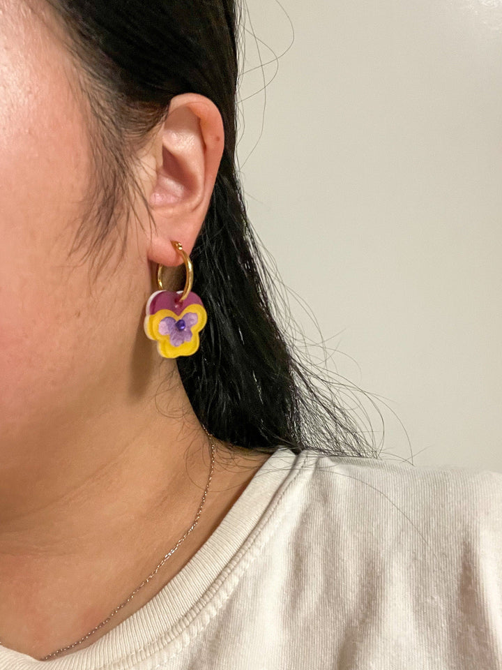 Mini Yellow Pansy Dangle
