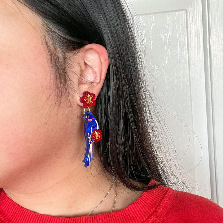 Blue Magpie Earrings
