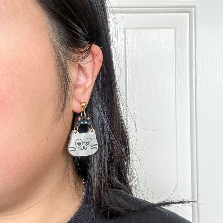 Game Boy Cat Earrings