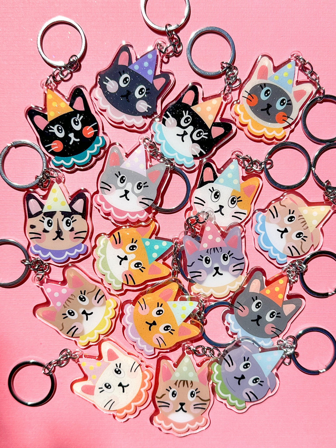 Clown Cat Acrylic Keychain