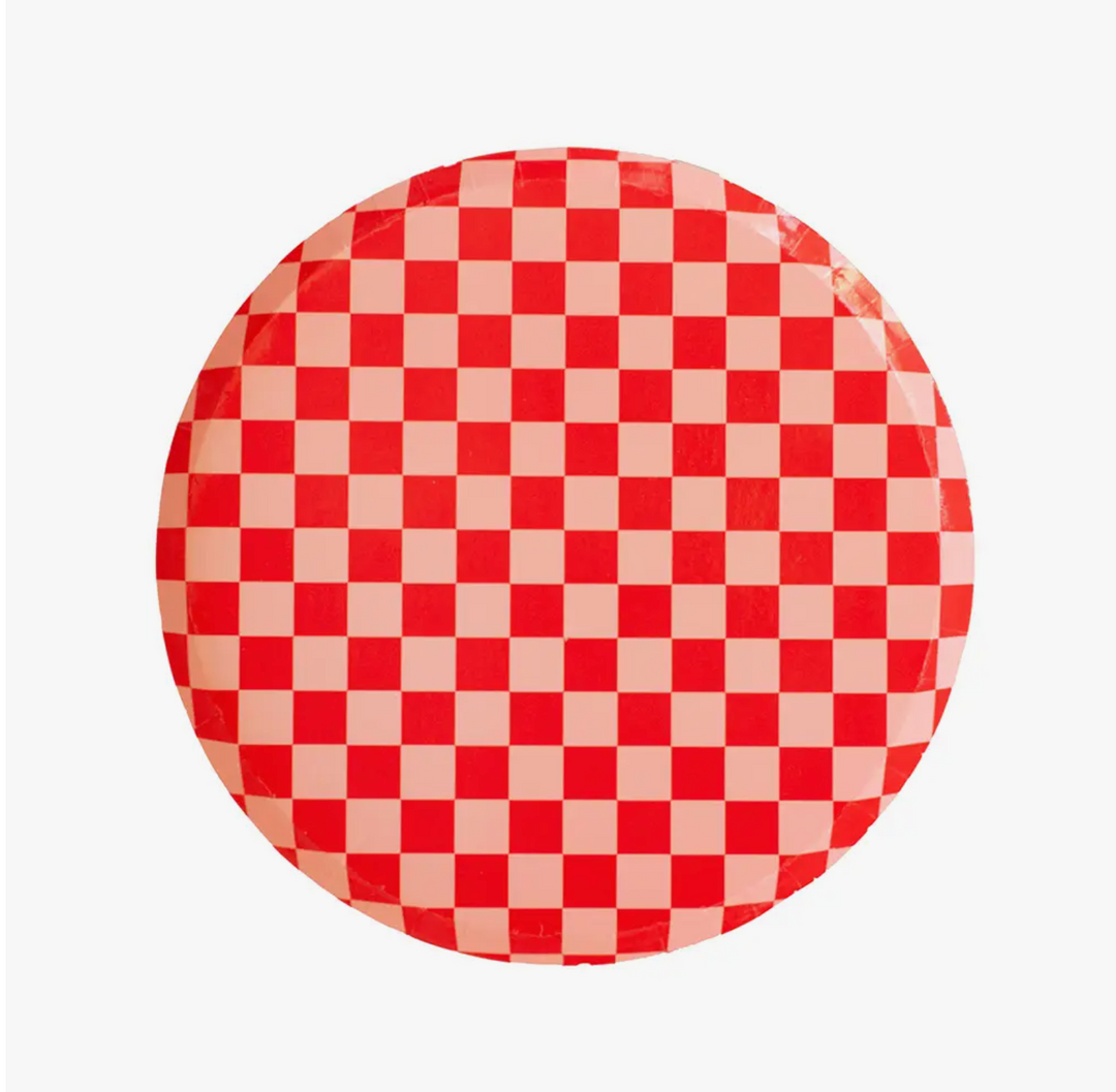 Red Check Small Dessert Plates for Valentine's Day