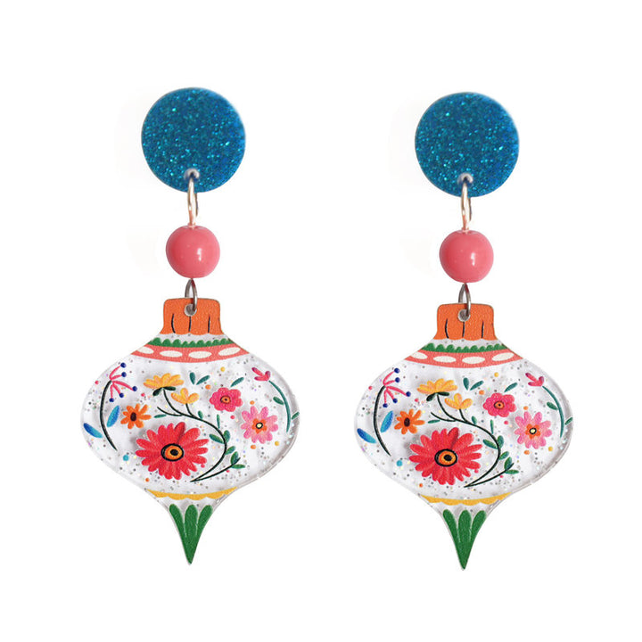 Floral Christmas Ball Earrings by Laliblue – Retro Statement Jewelry Laliblue