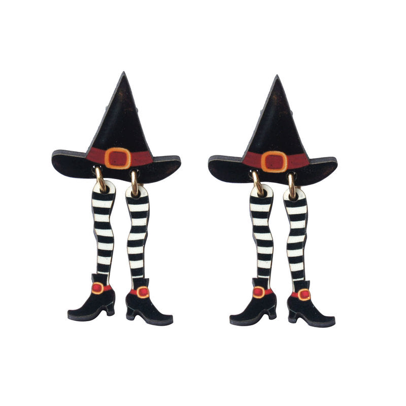 Hidden Witch Halloween Earrings by Laliblue