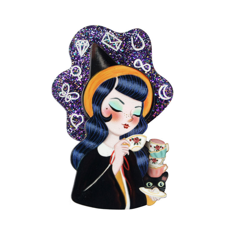 Witch Reading Tasseomancy Brooch by Laliblue