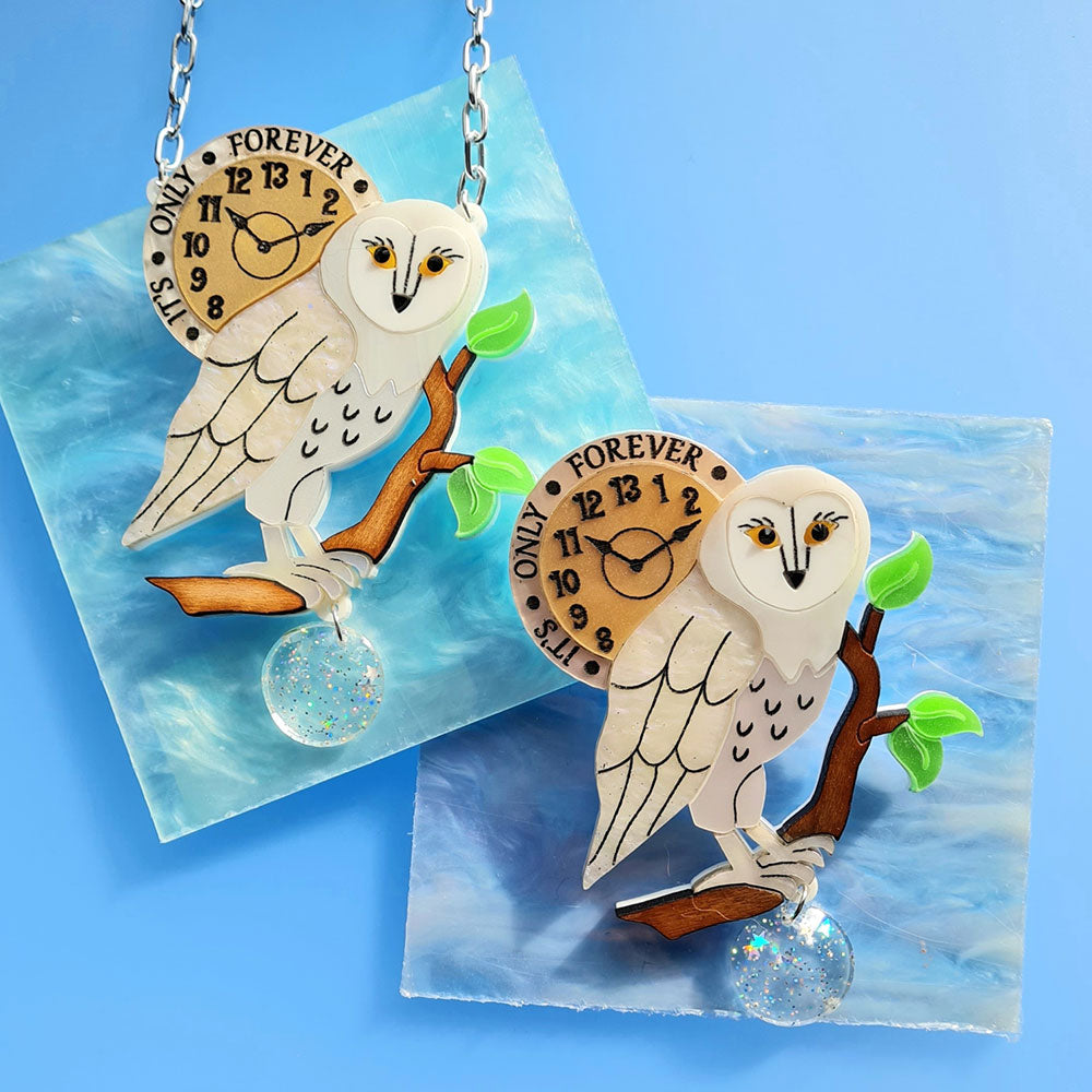 It's Only Forever White Barn Owl Necklace by Cherryloco Jewellery 2