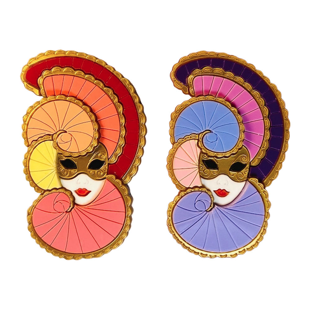 Italian Tradition Collection - Venetian Mask - Colombina Acrylic Brooch by Makokot Design